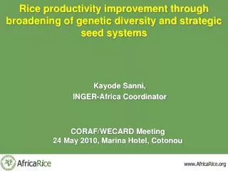 Rice productivity improvement through broadening of genetic diversity and strategic seed systems