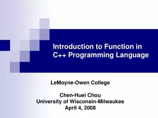 Introduction to Function in C++ Programming Language