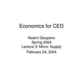 Economics for CED