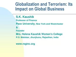 Globalization and Terrorism: Its Impact on Global Business