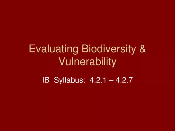 evaluating biodiversity vulnerability