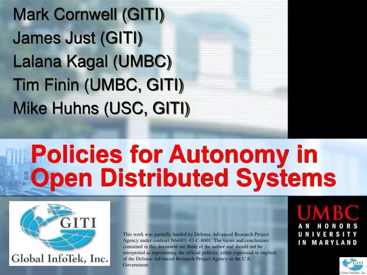 policies for autonomy in open distributed systems
