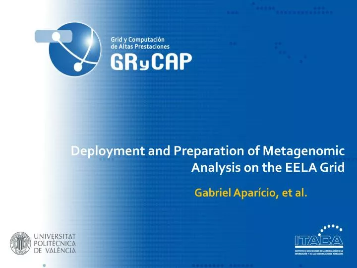 deployment and preparation of metagenomic analysis on the eela grid