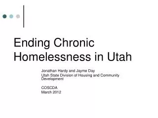 Ending Chronic Homelessness in Utah