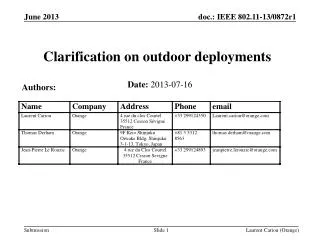 Clarification on outdoor deployments