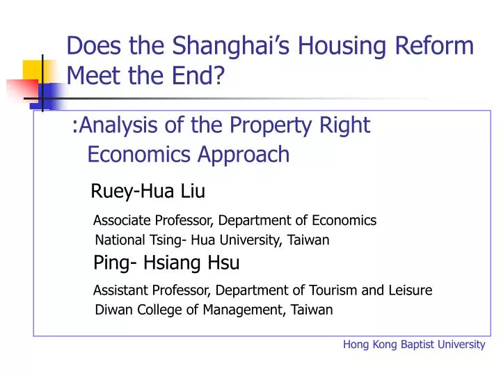 does the shanghai s housing reform meet the end