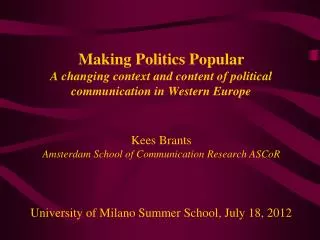 Changes in the political context