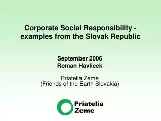 Corporate Social Responsibility - example s from the Slovak Republic