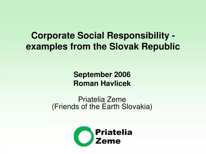 corporate social responsibility example s from the slovak republic
