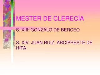 mester de clerec a
