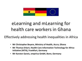 eLearning and mLearning for health care workers in Ghana