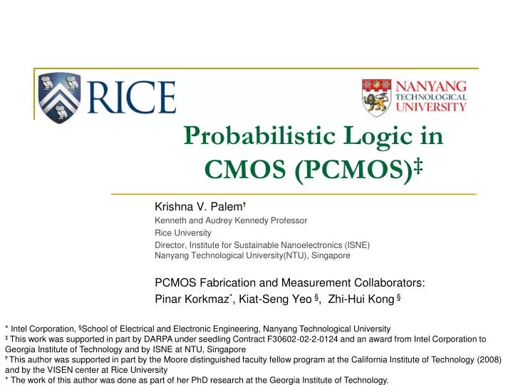 probabilistic logic in cmos pcmos