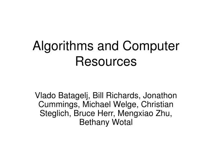 algorithms and computer resources