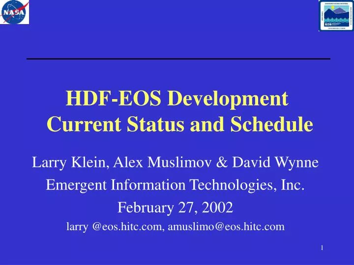 hdf eos development current status and schedule
