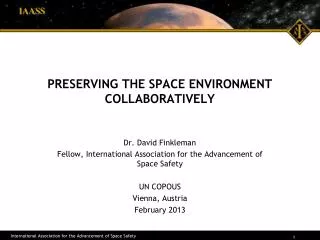 PRESERVING THE SPACE ENVIRONMENT COLLABORATIVELY