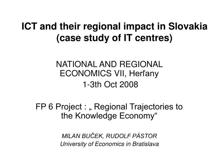 ict and their regional impact in slovakia case study of it centres
