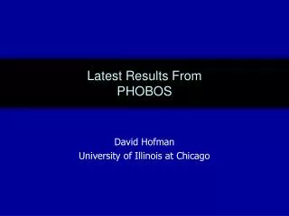 latest results from phobos