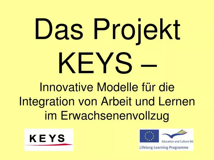 das projekt keys innovative modelle f r die integration von arbeit und lernen im erwachsenenvollzug