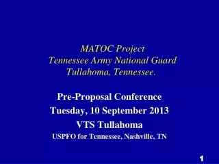 MATOC Project Tennessee Army National Guard Tullahoma, Tennessee.