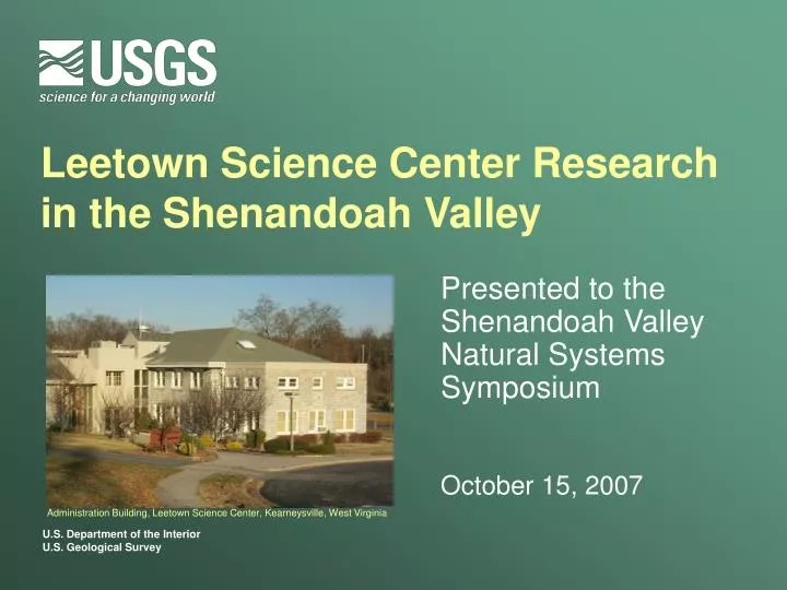leetown science center research in the shenandoah valley