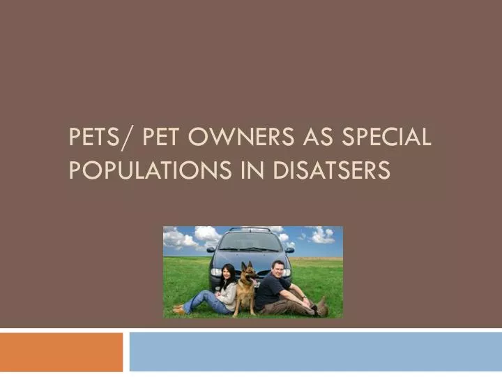 pets pet owners as special populations in disatsers