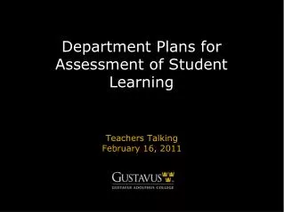 Department Plans for Assessment of Student Learning