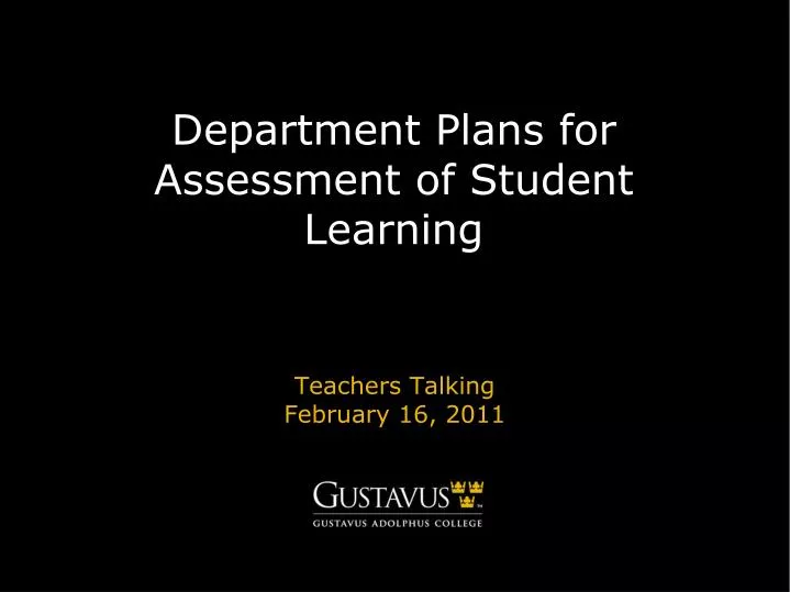 department plans for assessment of student learning