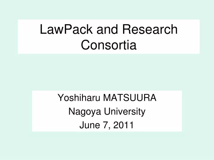 lawpack and research consortia