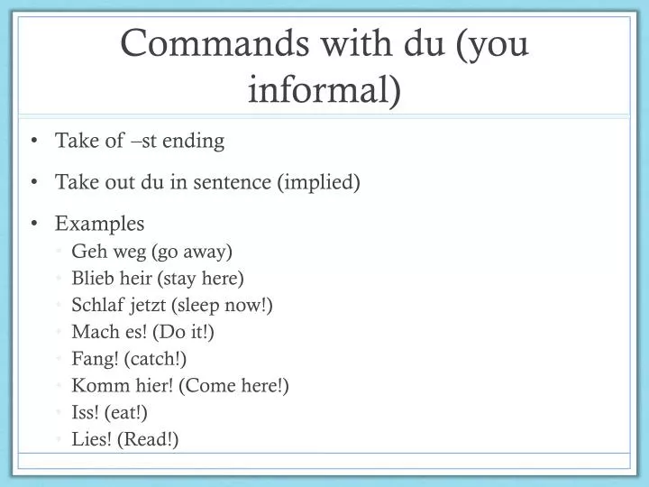 commands with du you informal