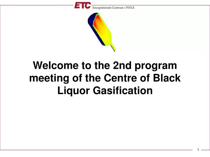 welcome to the 2nd program meeting of the centre of black liquor gasification