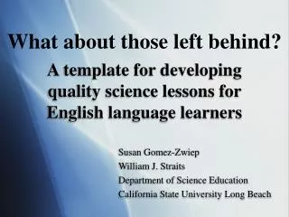 A template for developing quality science lessons for English language learners