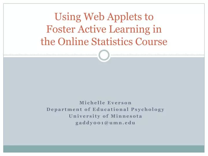 using web applets to foster active learning in the online statistics course