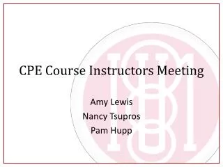 CPE Course Instructors Meeting