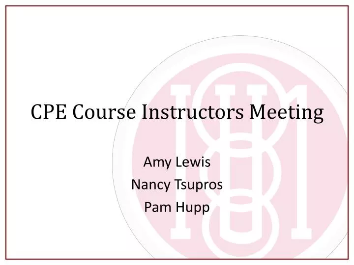 cpe course instructors meeting