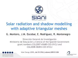 Solar radiation and shadow modelling with adaptive triangular meshes