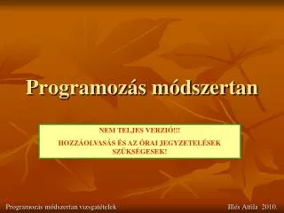 programoz s m dszertan