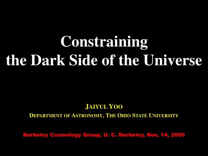 constraining the dark side of the universe