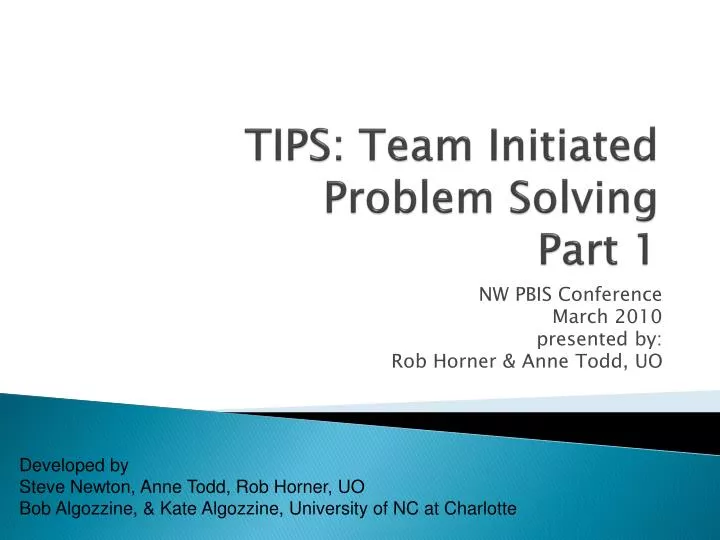 tips team initiated problem solving part 1