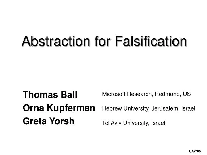 abstraction for falsification