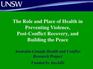 The Role and Place of Health in Preventing Violence,