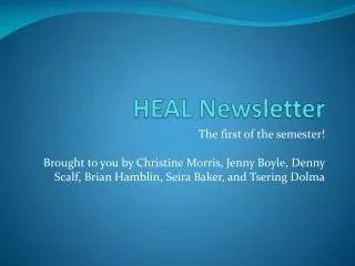 HEAL Newsletter