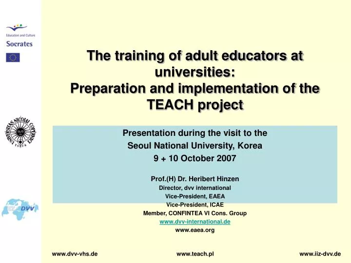 the training of adult educators at universities preparation and implementation of the teach project