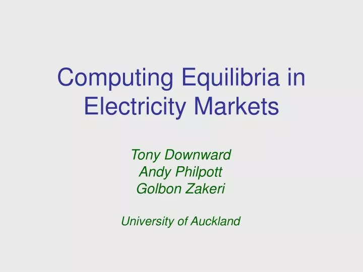 computing equilibria in electricity markets
