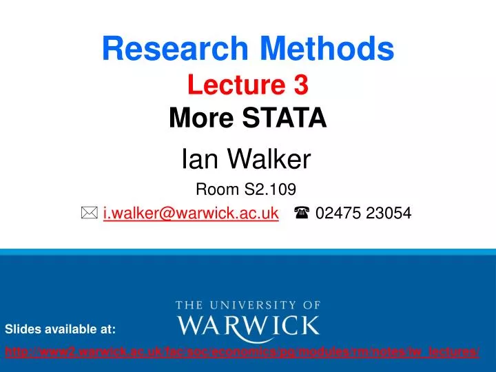 research methods lecture 3 more stata