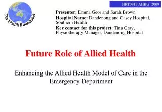 Enhancing the Allied Health Model of Care in the Emergency Department