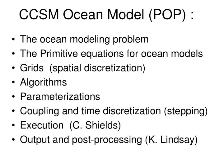 ccsm ocean model pop