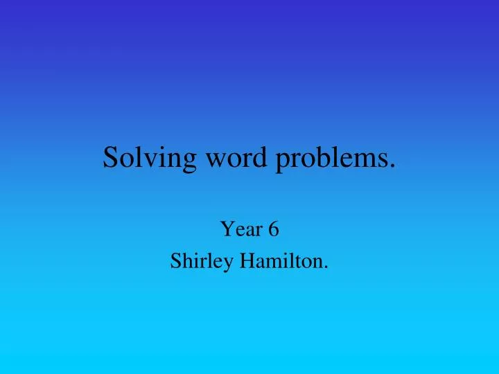 solving word problems