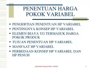 penentuan harga pokok variabel