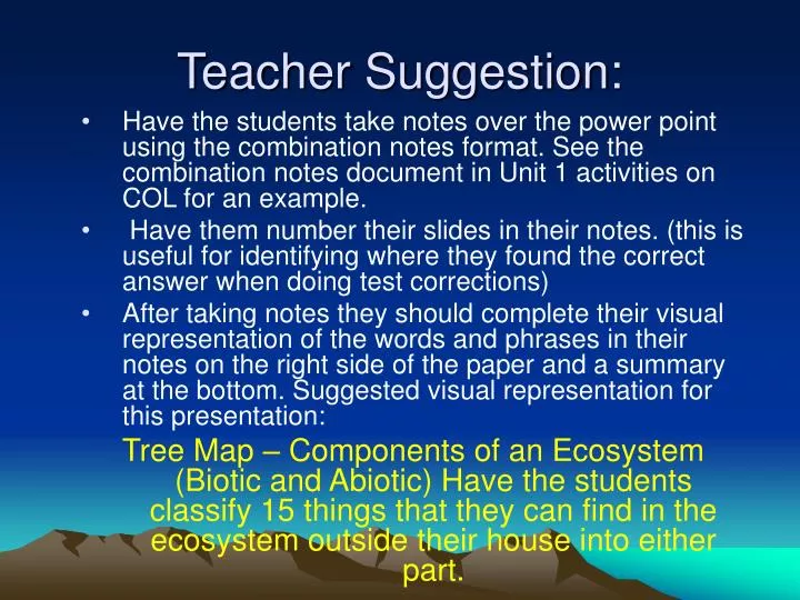 teacher suggestion