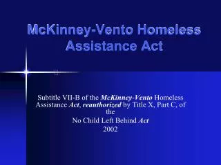 McKinney-Vento Homeless Assistance Act